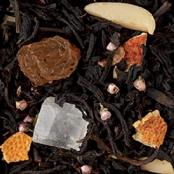 Tè Nero in foglia Collezione tè di Natale White Christmas, zucchero in cristalli, uva passa, scorza di arancio, mandorla, aromi, fiori di erica, rose gialle.