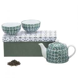 Tea set in ceramica con motivo: Set teiera (400 cc) + 2 tazze (250 cc) in ceramica