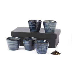 Set of blue cups