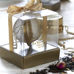 Infusore Inox Dorato con Cuore 5 cm con scatola regalo La Via del Tè