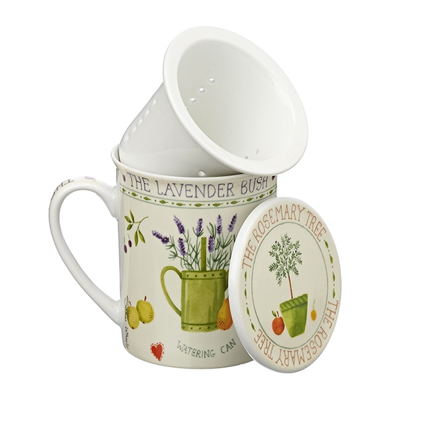 Porcelain herb tea mug Lavender