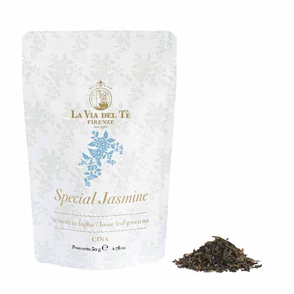 Tè verde cinese, fiori di gelsomino Special Jasmine Le Grandi Origini in sacchetto da 50 grammi