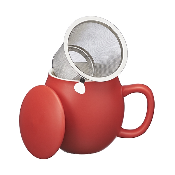 Camilla Tea mug with lid and stainless steel infuser, 0,35 lt, Red