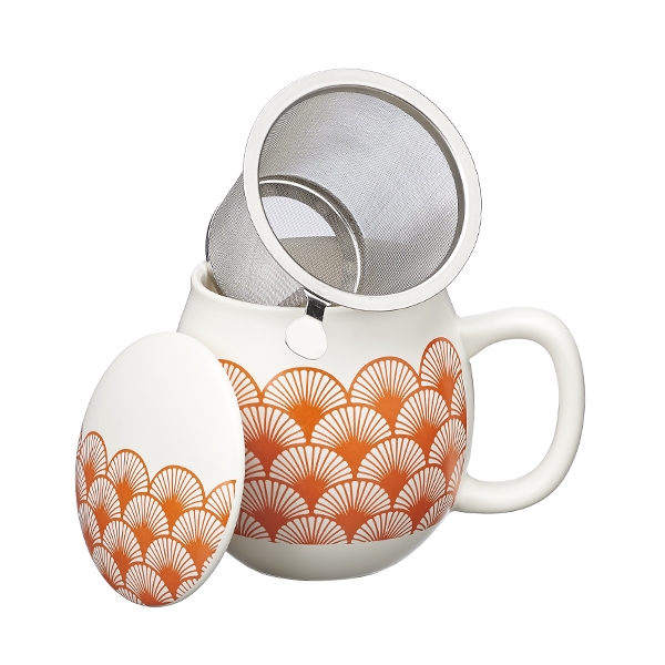 Ventagli Camilla Tea mug with lid and stainless steel infuser, 0,35 lt, Tangerine