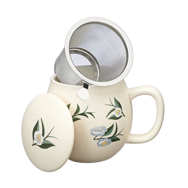 Ventagli Camilla Tea mug with lid and stainless steel infuser, 0,35 lt, Matt Ivory