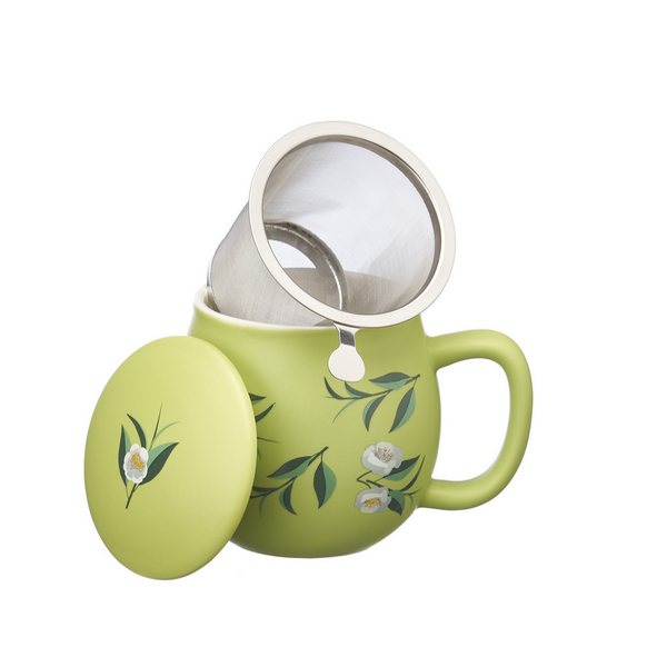 Tea mug with lid and stainless steel infuser, 0,35 lt, Matt Shoot Green
