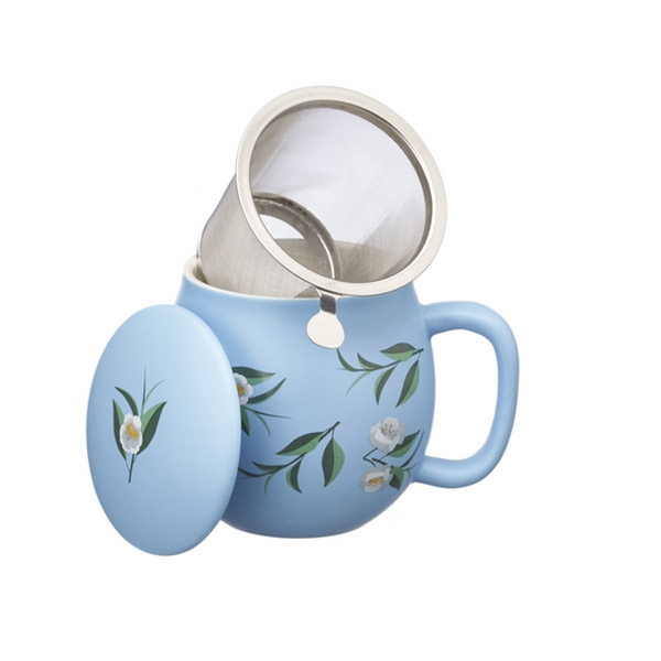 Tea mug with lid and stainless steel infuser, 0,35 lt, Matt Pastel Light Blue