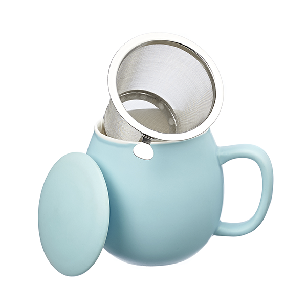 Camilla Tea mug with lid and stainless steel infuser, 0,35 lt, Matt Light Blue