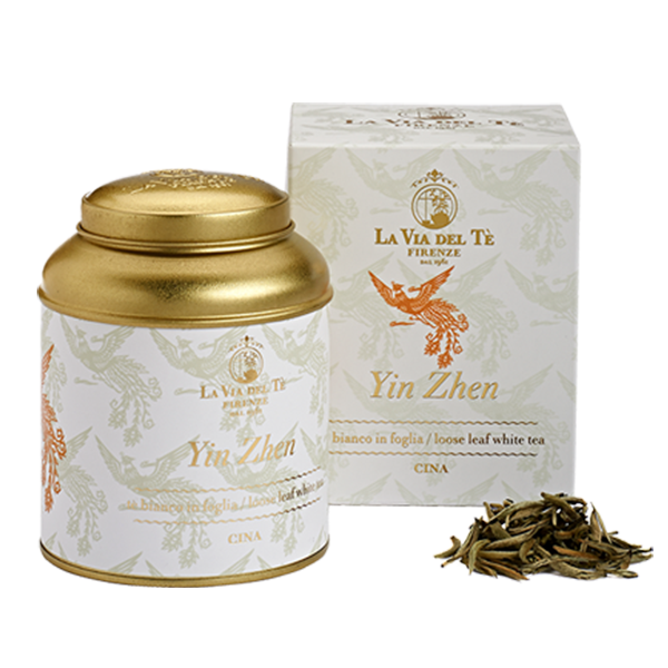 Chinese white tea loose leaf tea Le Grandi Origini collection Yin Zhen in 50 grams tin