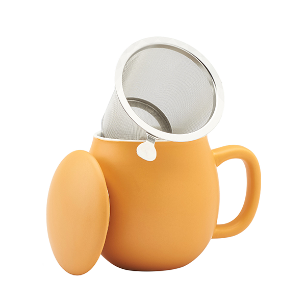 Camilla Tea mug with lid and stainless steel infuser, 0,35 lt,Matt Honey Yellow