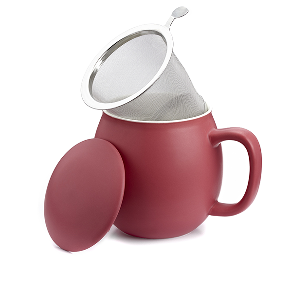 Camilla Tea mug with lid and stainless steel  infuser 0,35 lt, Matt Honeysuckle Pink