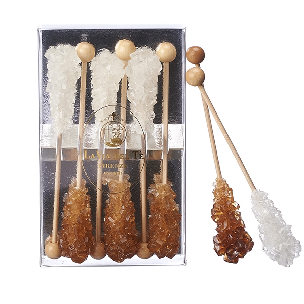 White and brown sugar cane crystals stick in 6 pieces box